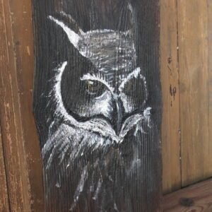 65 Sowa na starej desce.